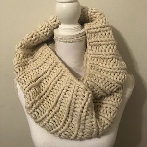 Hand knit beige scarf